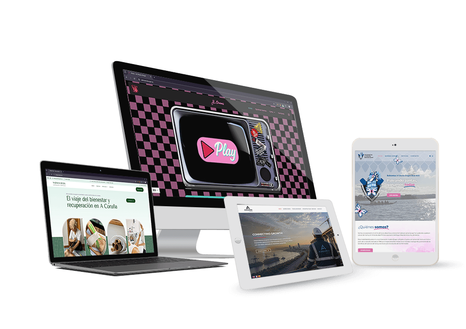 Webs corporativas en ordenador, portátil y tablet